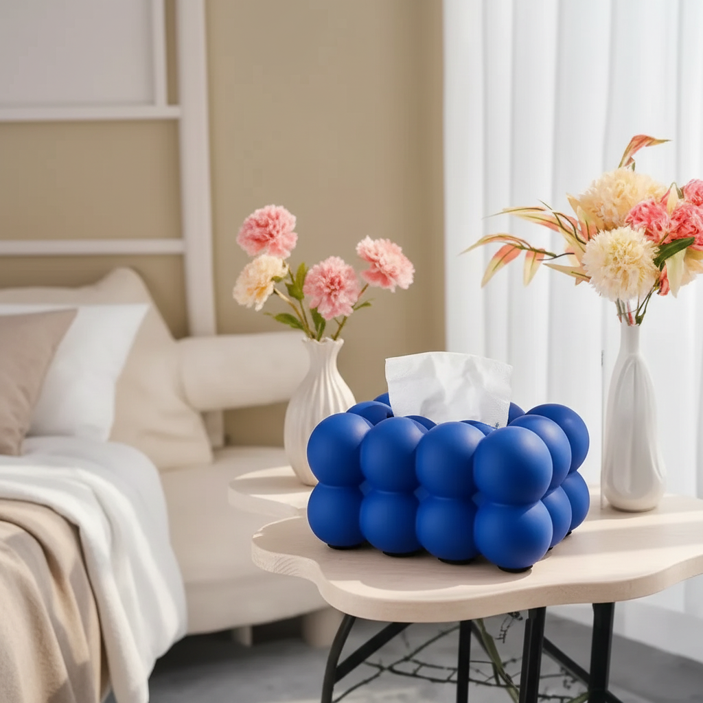 Chic Ceramic Tissue Holder with Fun Bubble Detailing