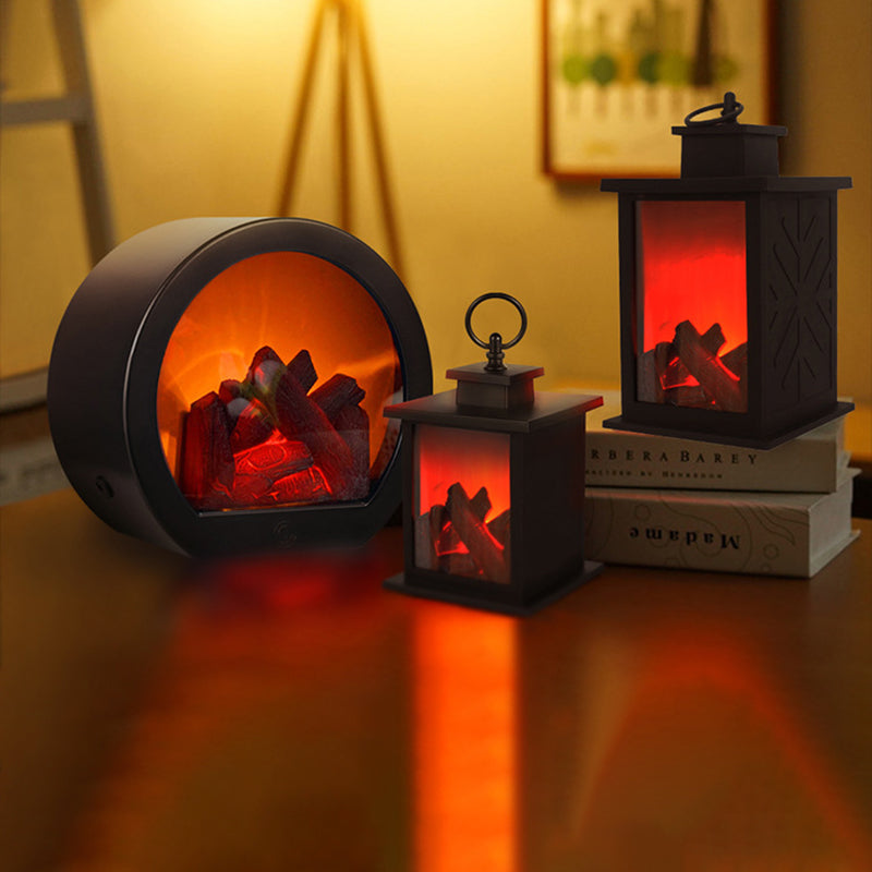 Vintage-Style LED Table Lamp with Cozy Flame Effect