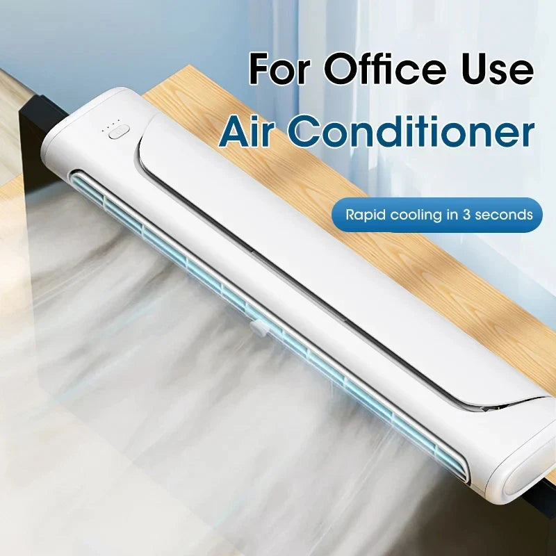 USB Rechargeable Clip-On Air Cooler with LED Light – Adjustable Fan Speed