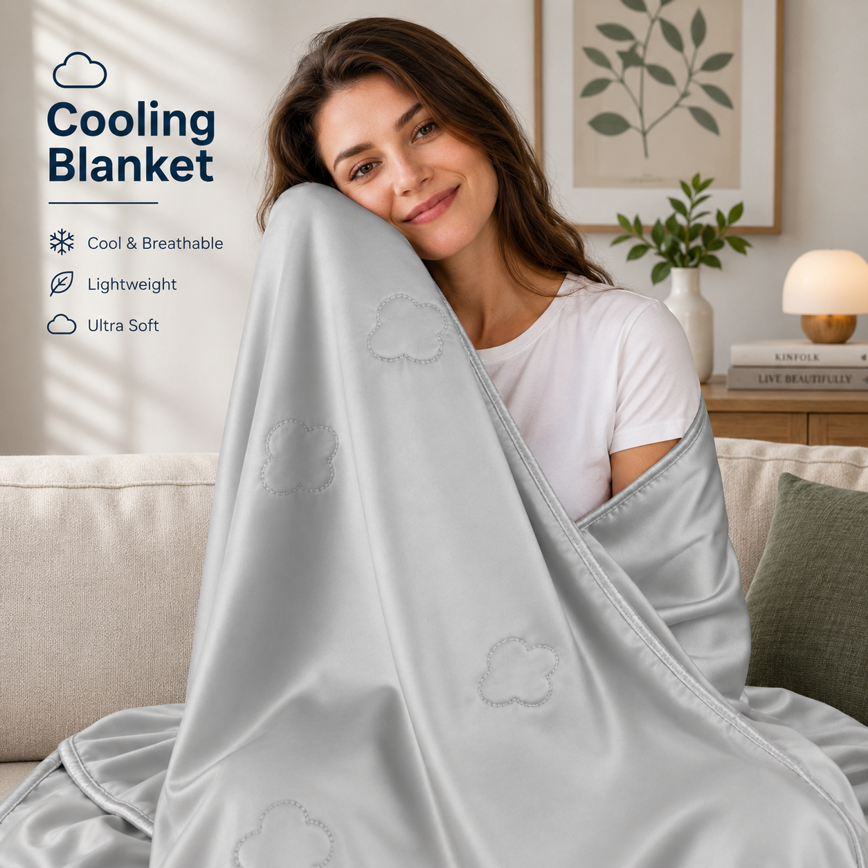Lightweight Summer Cooling Blanket with Heat-Absorbing Material for Comfort