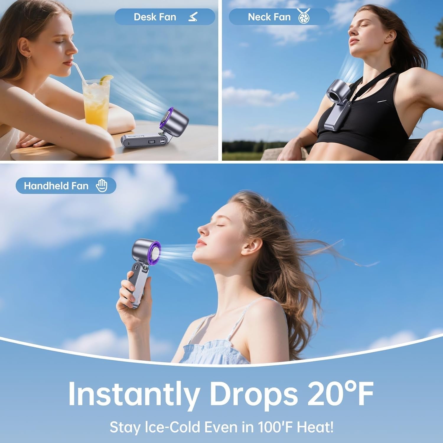 Portable Misting Fan with Ice Cooling Feature – Adjustable Turbo Speeds