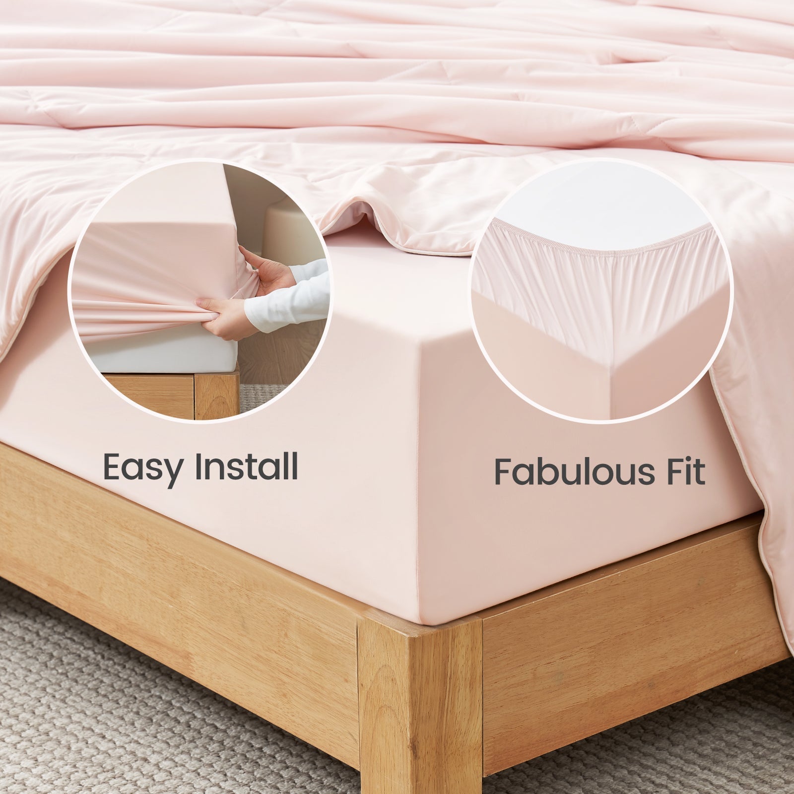 Japanese Fabric Fitted Sheet Set with Deep Pockets for Comfortable Cooling Sleep