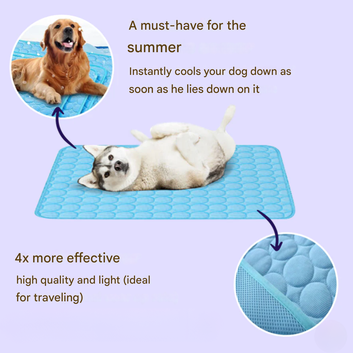 Dog Cooling Mat with Enhanced 4X Cooling Power – Durable and Comfortable for Warm Weather