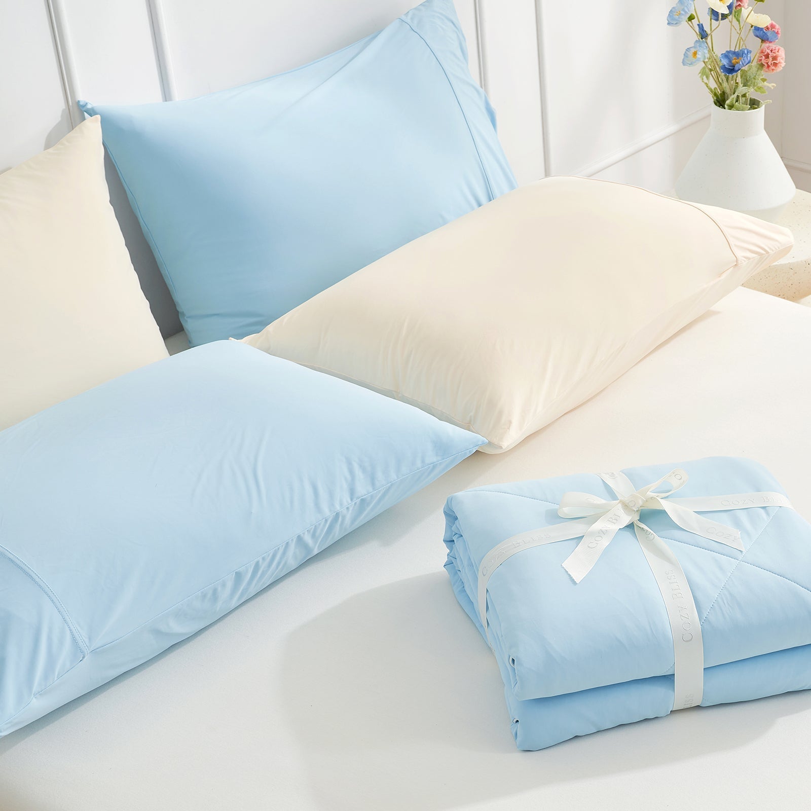 Set of Japanese Fabric Cooling Pillowcases – Breathable for Warm Sleepers