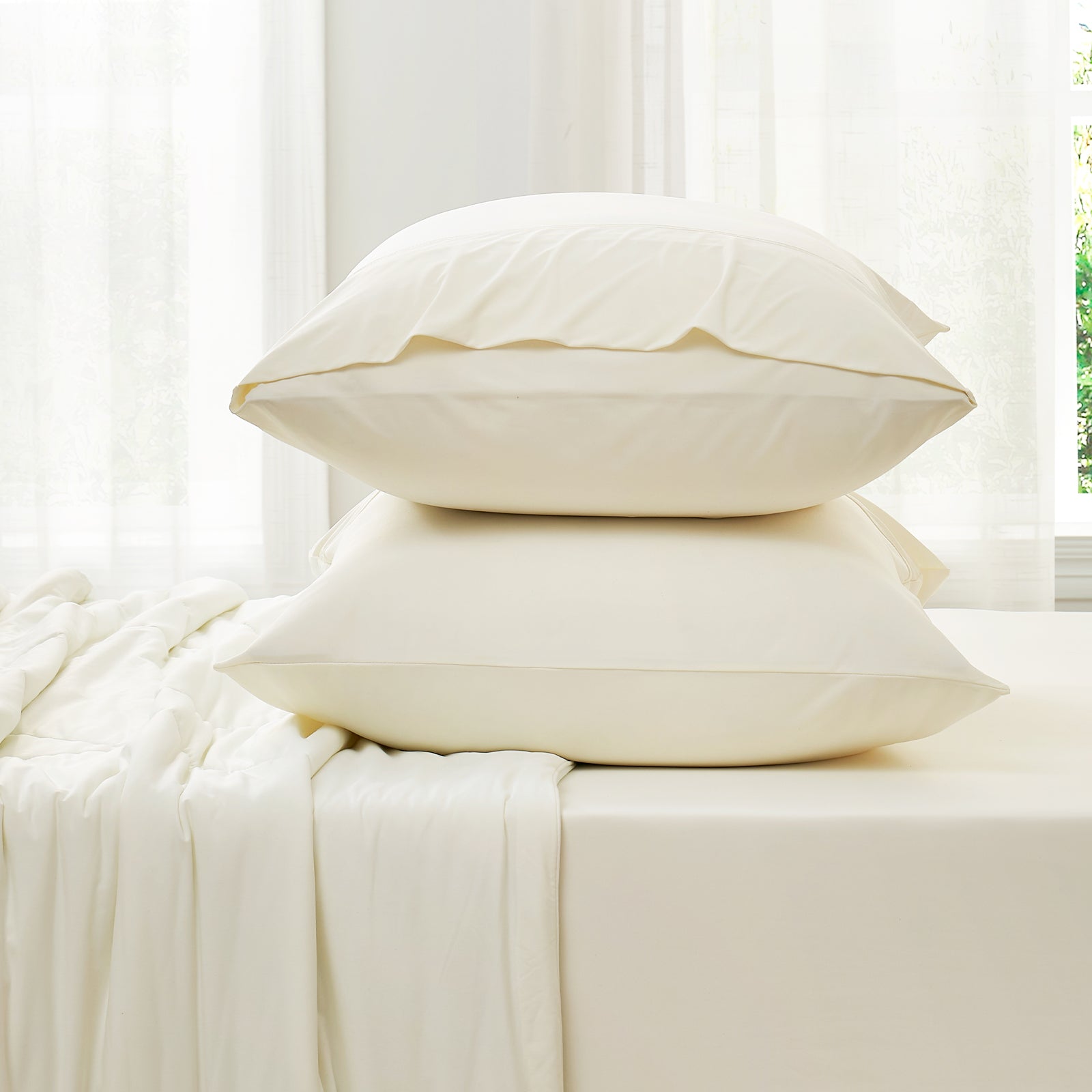 Deep Pocket Cooling Sheet Set | Breathable Japanese Fabric for Warm Nights