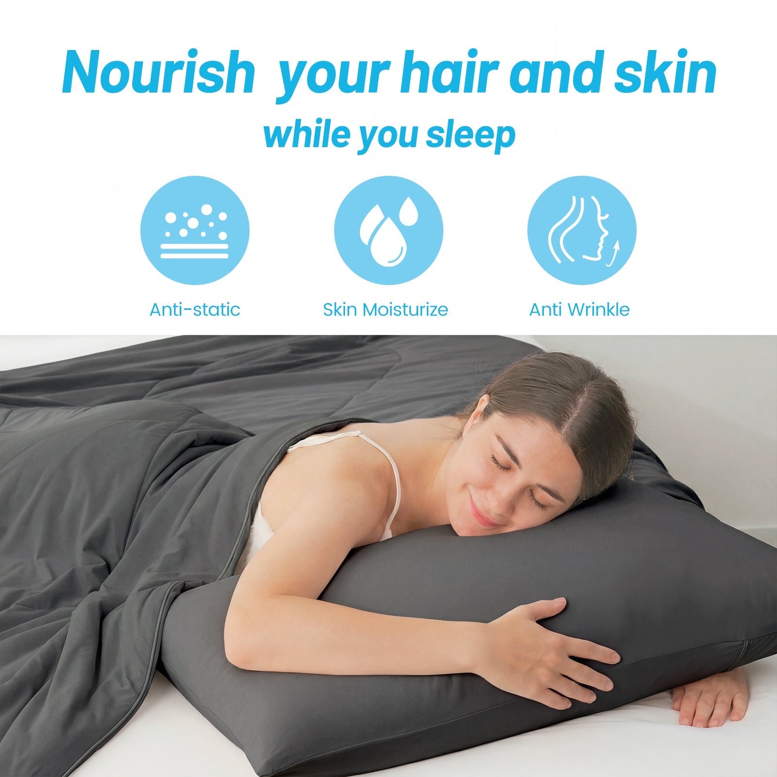 Charcoal Grey Pillowcases – Breathable Fabric with Japanese Cooling Technology