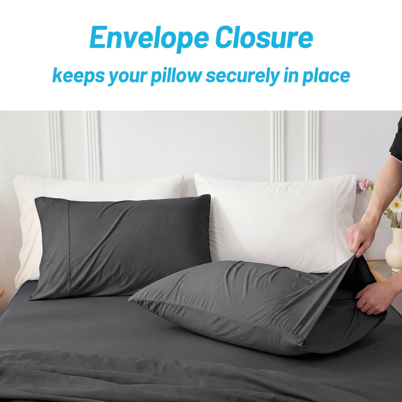 Charcoal Grey Pillowcases – Breathable Fabric with Japanese Cooling Technology