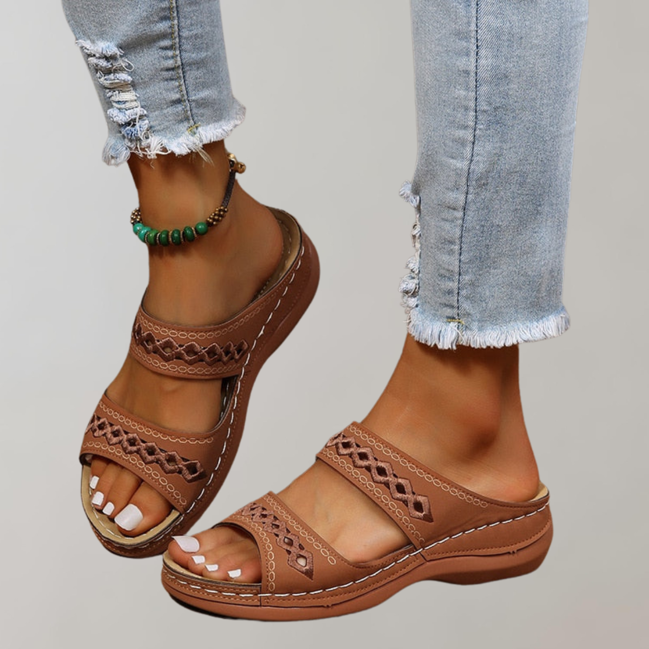 Women’s Orthopedic Sandals | Breathable Two-Strap Design | Cushioned Footbed & Durable Sole | Comfortable Summer Wear