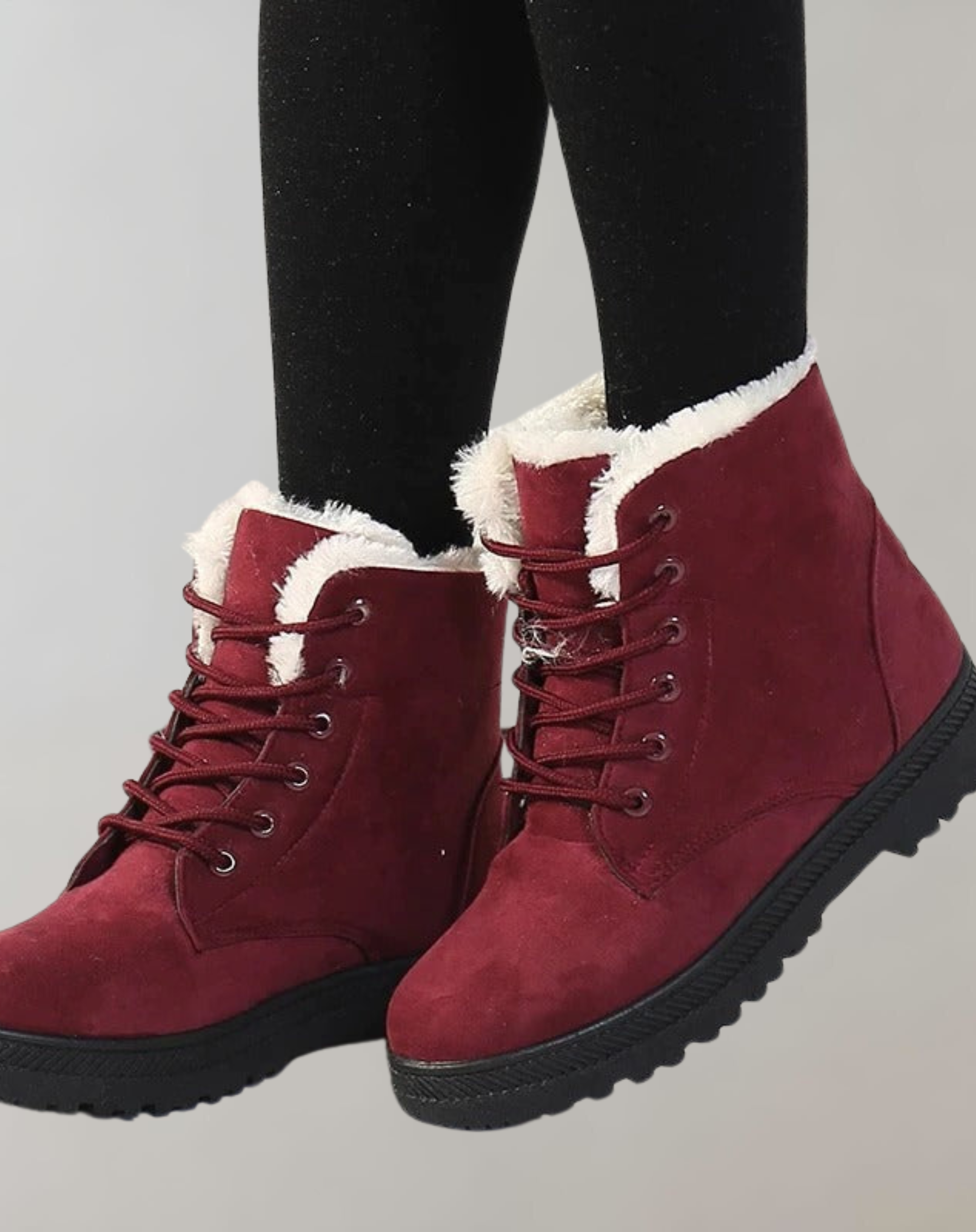 Lace-Up Ankle Boots | Faux Fur Lining & Stability Heel | Soft Fabric & Warm Insulation | Comfortable Fit for Cold Weather