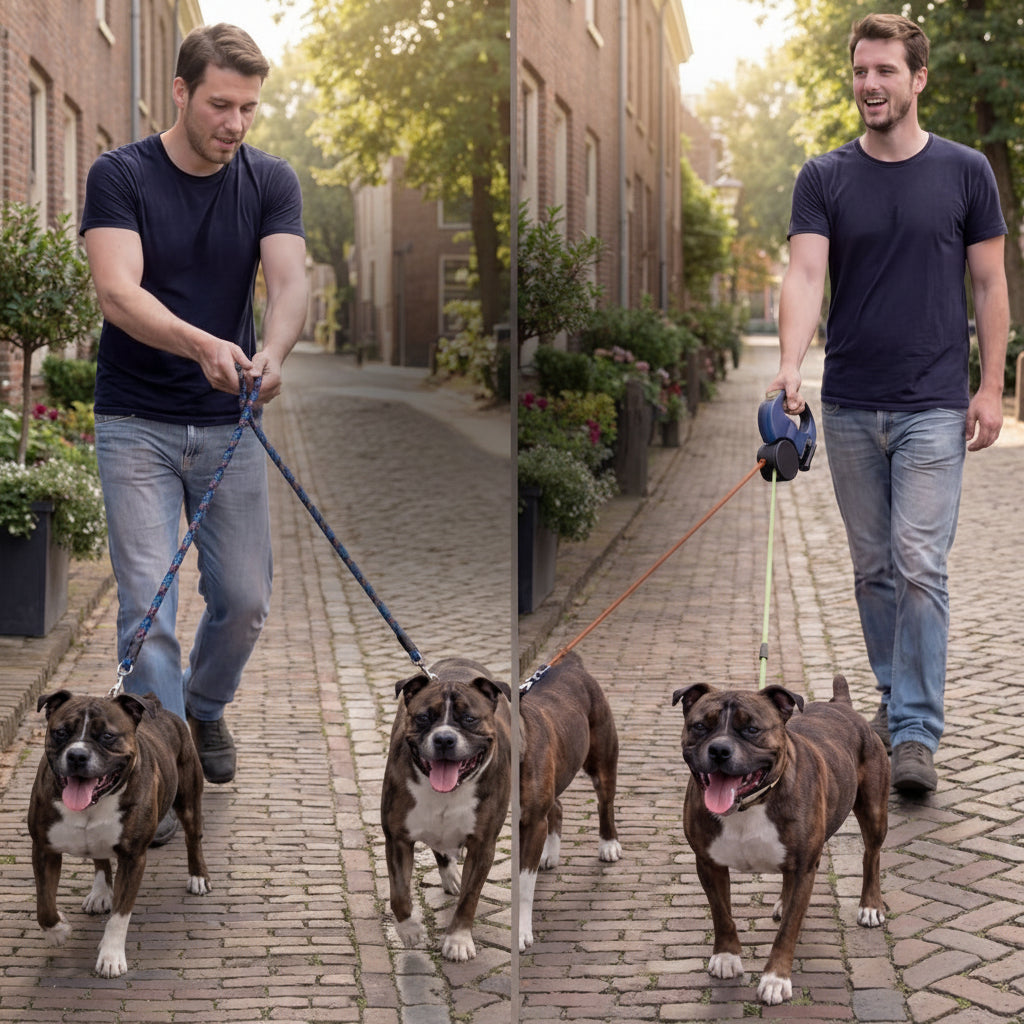 Tangle-Free Dual Leash for Two Dogs - Effortless Control