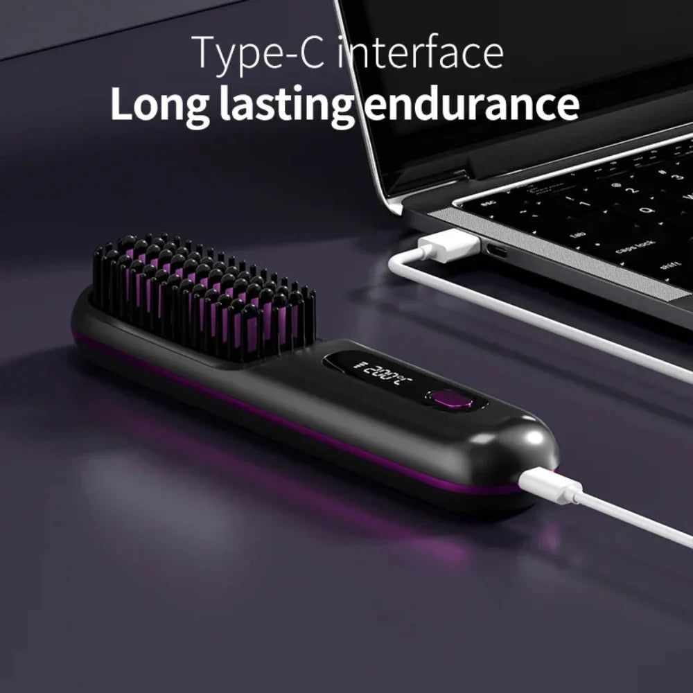 Wireless Hair Smoother with USB Charging and LCD Display