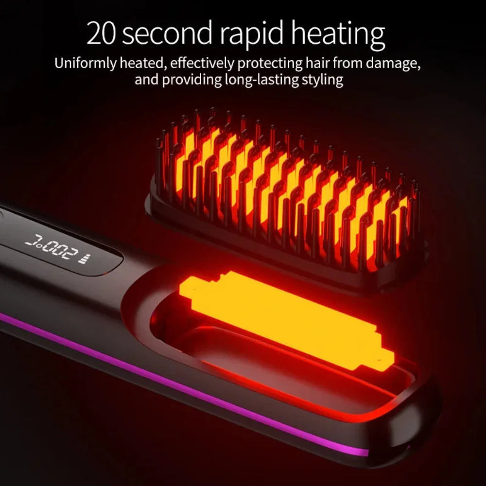 Wireless Hair Smoother with USB Charging and LCD Display
