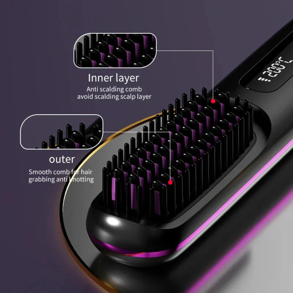 Wireless Hair Smoother with USB Charging and LCD Display