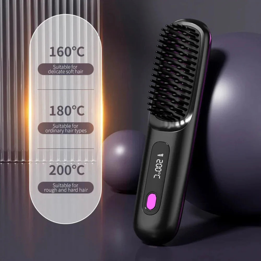 Wireless Hair Smoother with USB Charging and LCD Display
