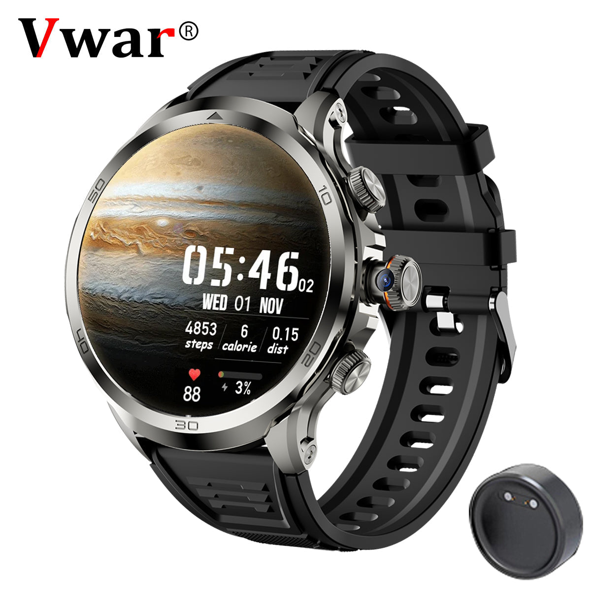 Fitness Tracker Smartwatch with 1.85 AMOLED Display and Camera - 4G Connectivity