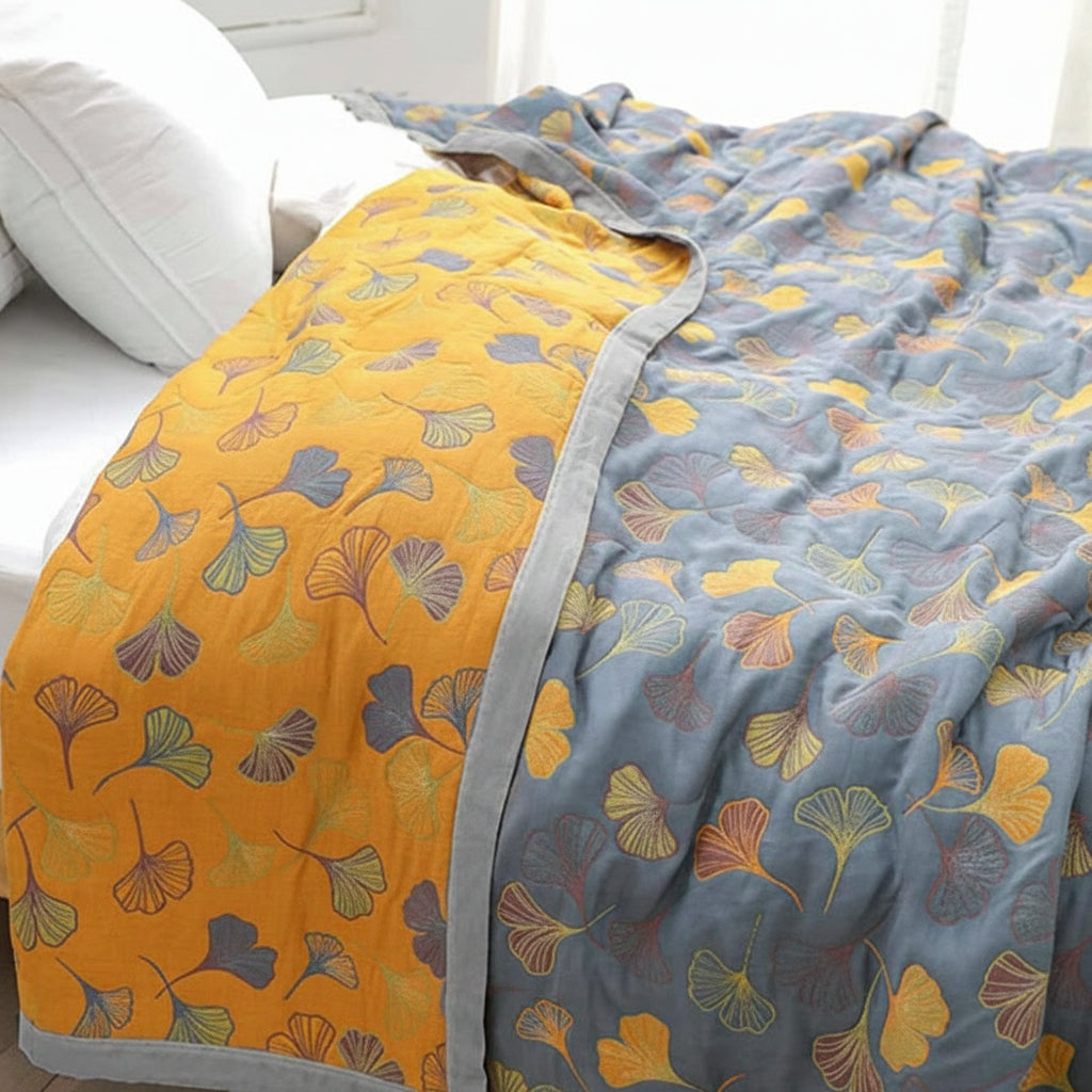 Nature-Inspired Reversible Throw Blanket for Stylish Spaces