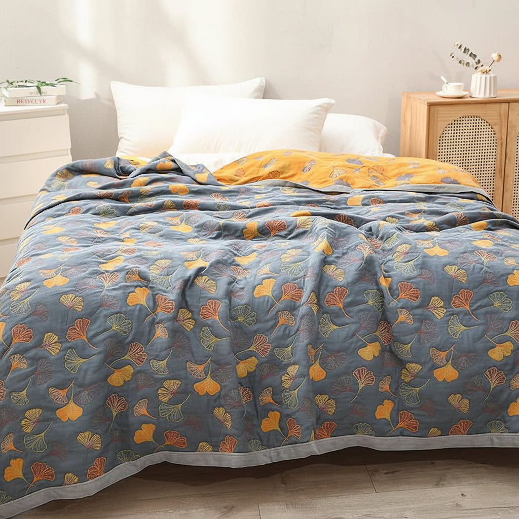 Nature-Inspired Reversible Throw Blanket for Stylish Spaces