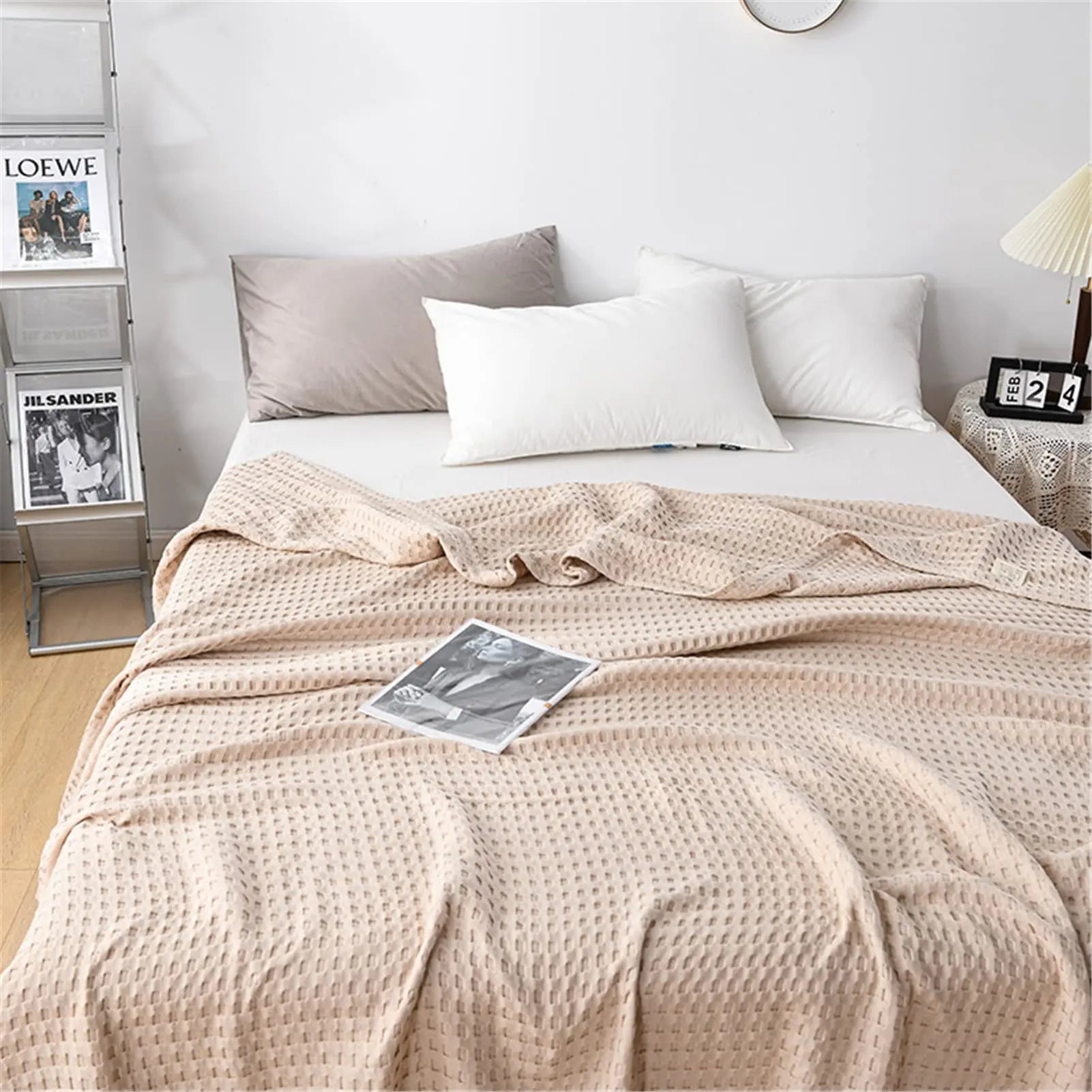 Lightweight Cotton Waffle Blanket – Summer Cooling Comfort Throw