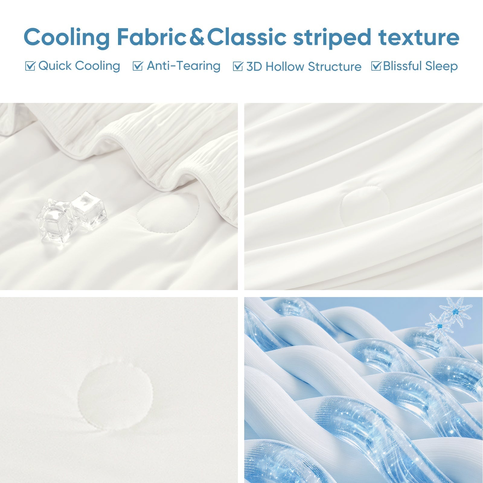 Striped Lightweight Comforter Set for Hot Sleepers with Cooling Airflow