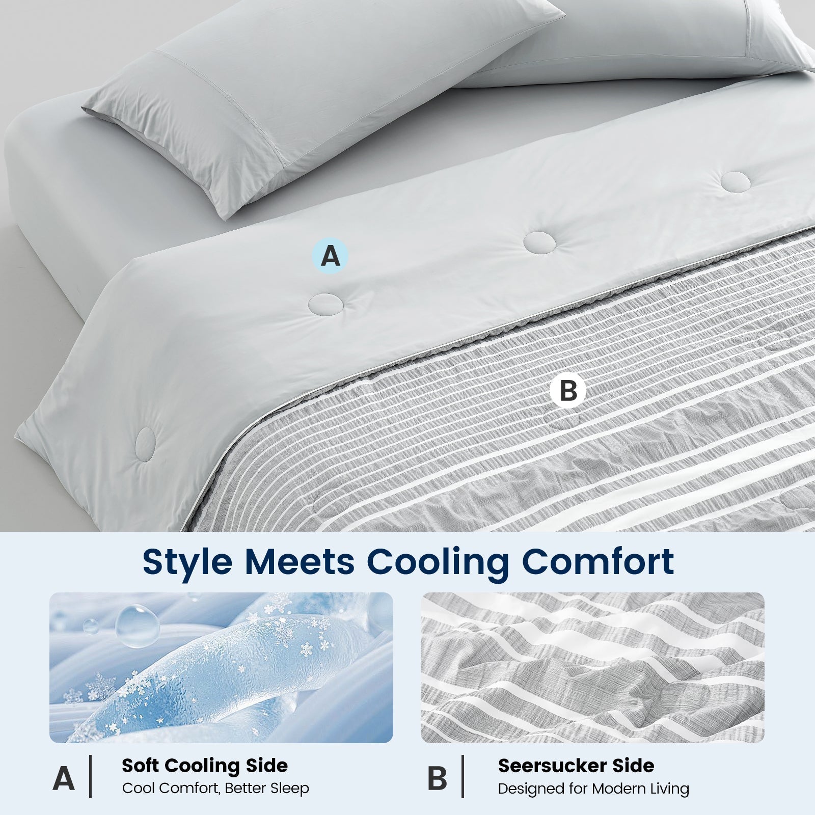 Lightweight Striped Seersucker Comforter Set with Enhanced Airflow
