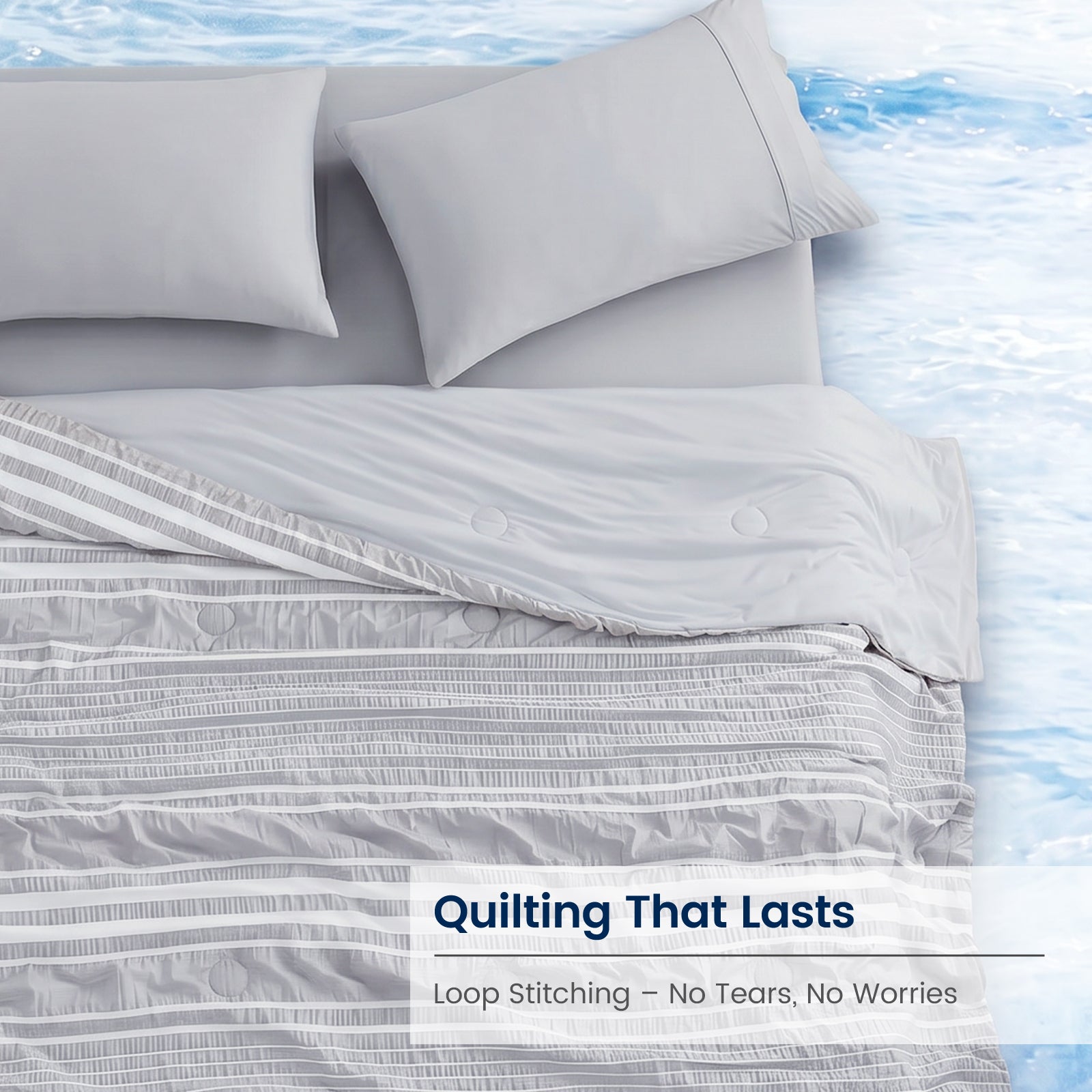 Lightweight Striped Seersucker Comforter Set with Enhanced Airflow