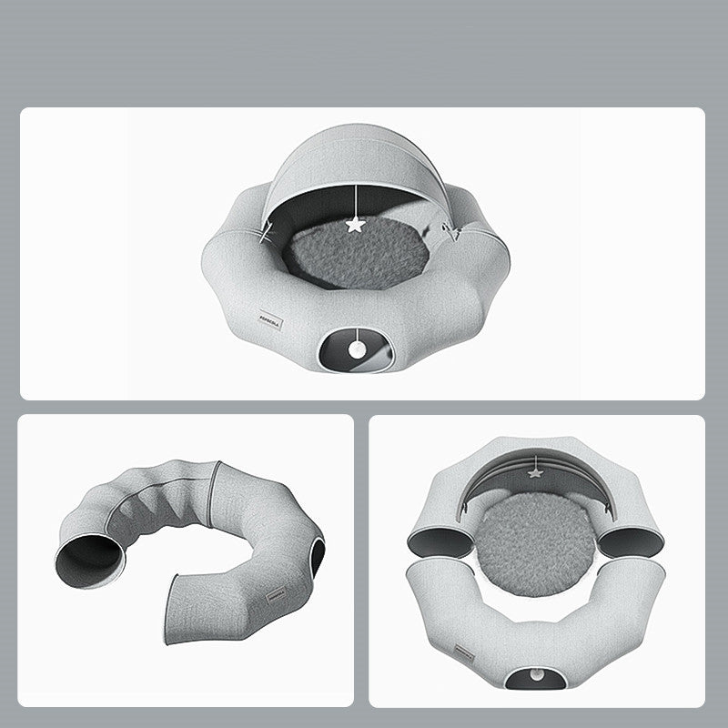 Foldable Donut Cat Tunnel with Summer Ice Feature – Play Space for Cats