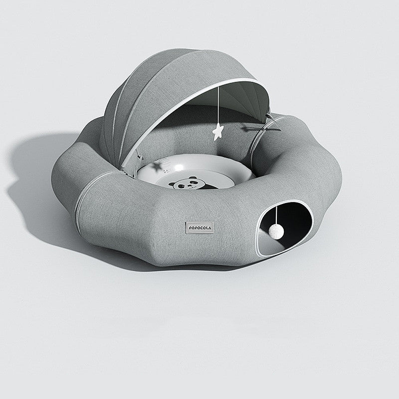 Foldable Donut Cat Tunnel with Summer Ice Feature – Play Space for Cats