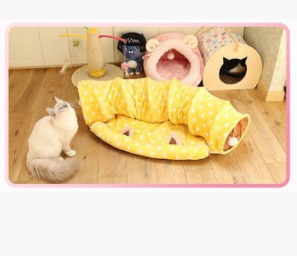 Indoor Cat Play Tunnel with Adorable Dragon Pattern – Cozy Sleeping Area