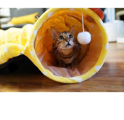 Indoor Cat Play Tunnel with Adorable Dragon Pattern – Cozy Sleeping Area