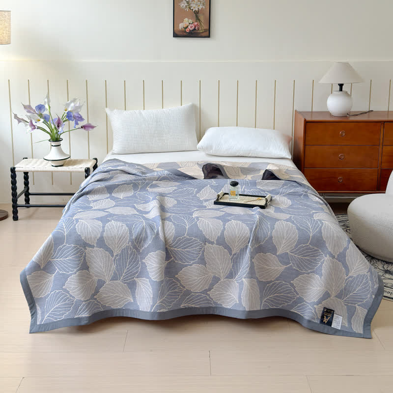 Lightweight Cotton Blanket with Mulberry Leaf and Triple Gauze Layers for Year-Round Comfort