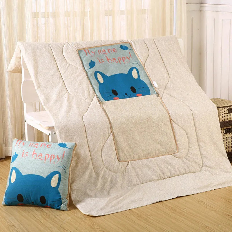 Soft Polyester-Filled Convertible Blanket and Pillow Combo for Comfort