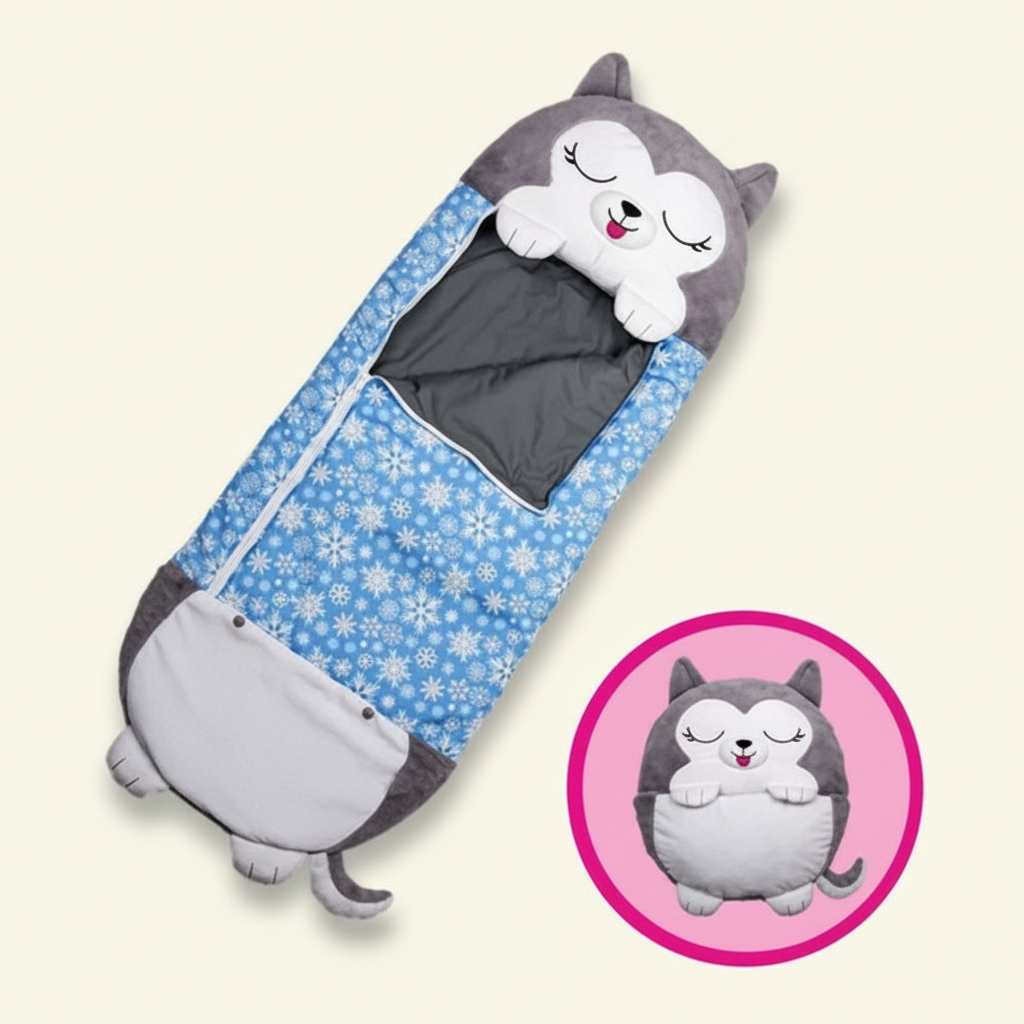 Kids' Animal-Themed Sleeping Bag with Pillow for Sleepovers