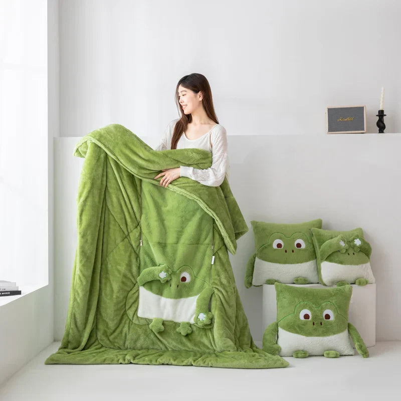 Mini Monster Quilted Pillow Blanket - Soft Fabric for Kids' Comfort