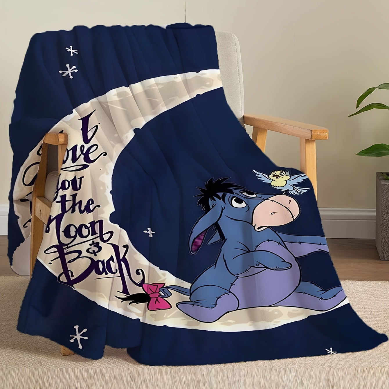 Fleece Throw Blanket with Geometric Eeyore Design | Year-Round Use for Home & Travel
