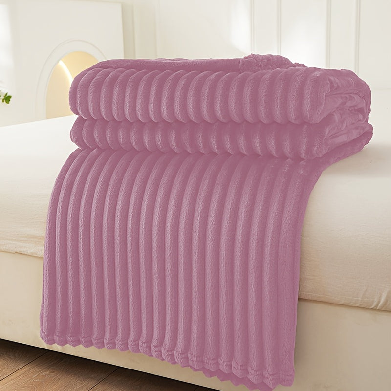 Soft Plush Blanket with Ribbed Design for Warmth and Cozy Comfort