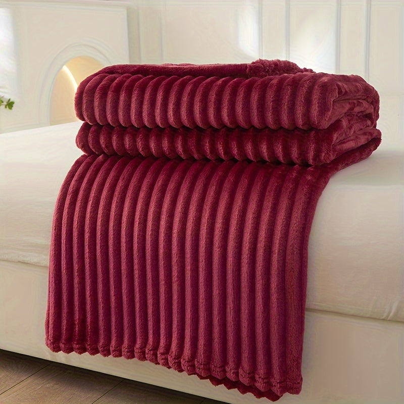 Soft Plush Blanket with Ribbed Design for Warmth and Cozy Comfort