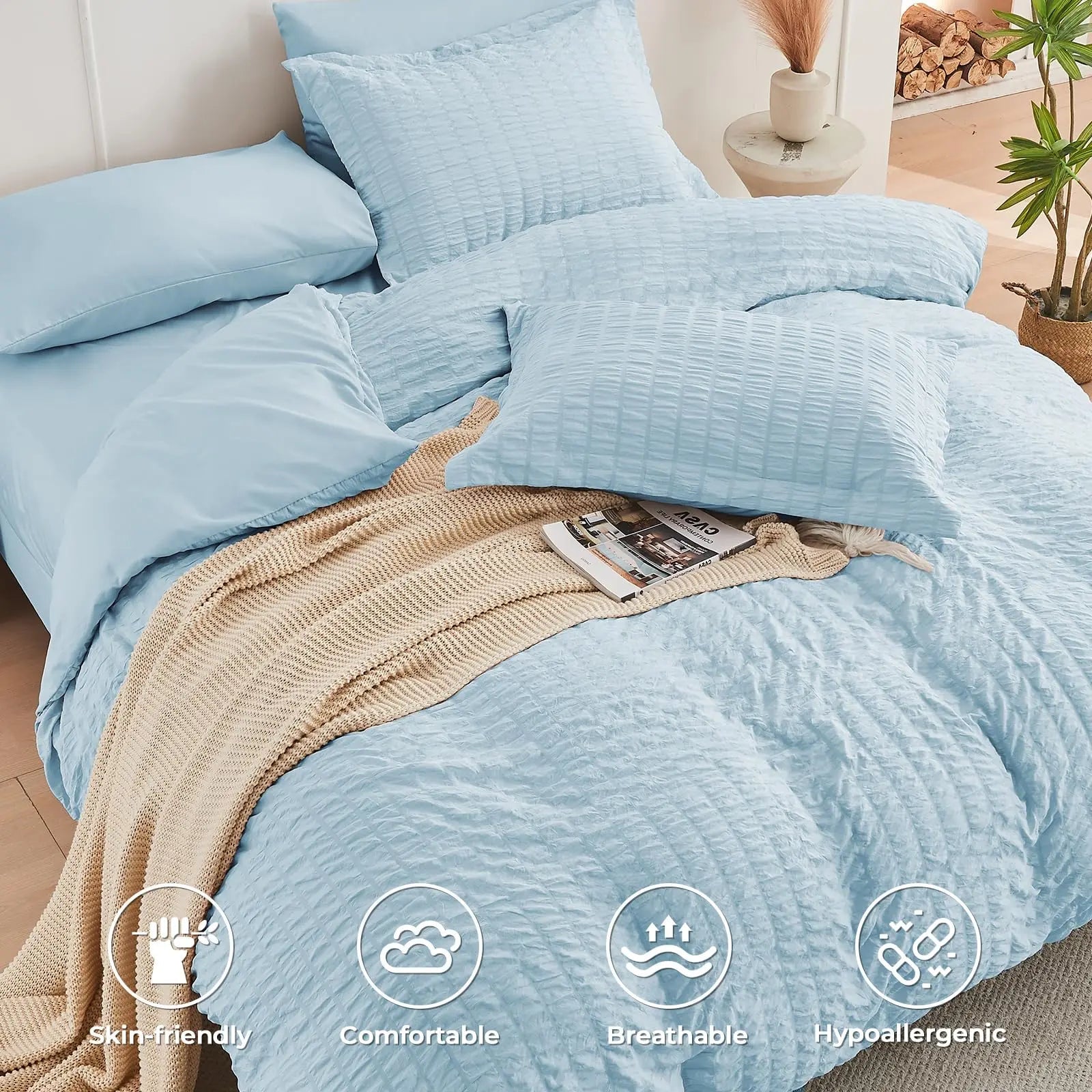 Microfiber Duvet Cover Set with Zipper and Corner Ties for Cozy Sleep