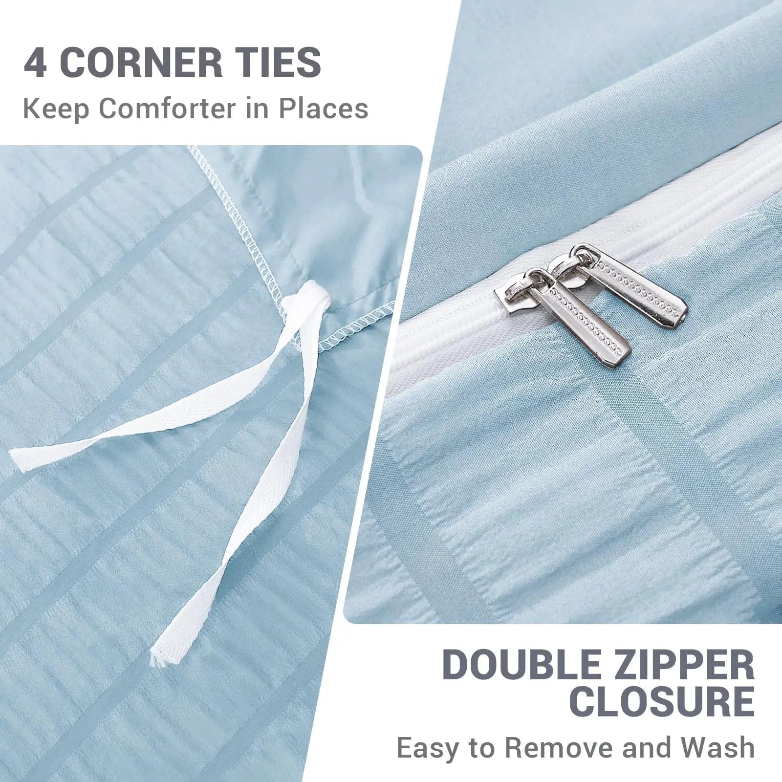 Microfiber Duvet Cover Set with Zipper and Corner Ties for Cozy Sleep