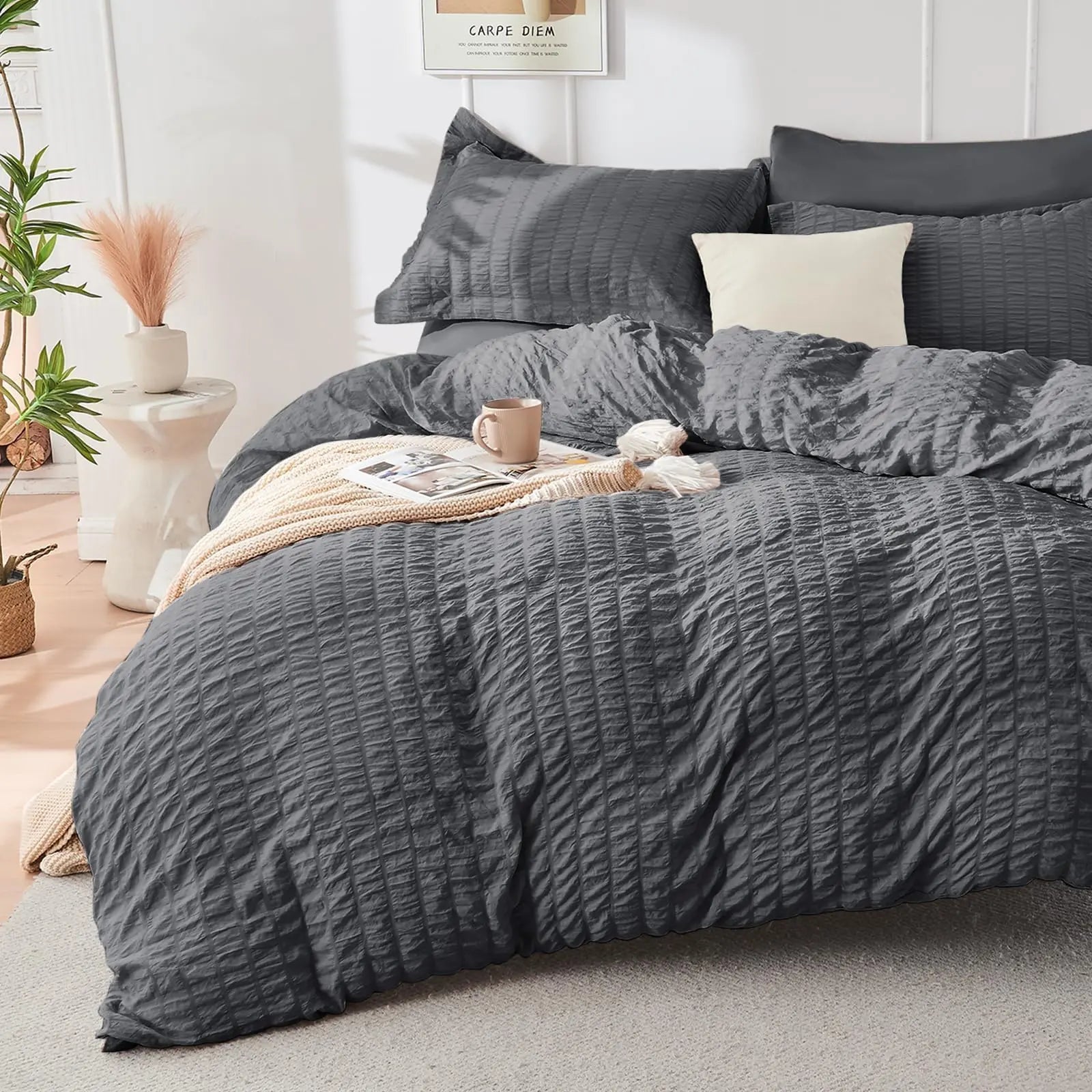 Microfiber Duvet Cover Set with Zipper and Corner Ties for Cozy Sleep