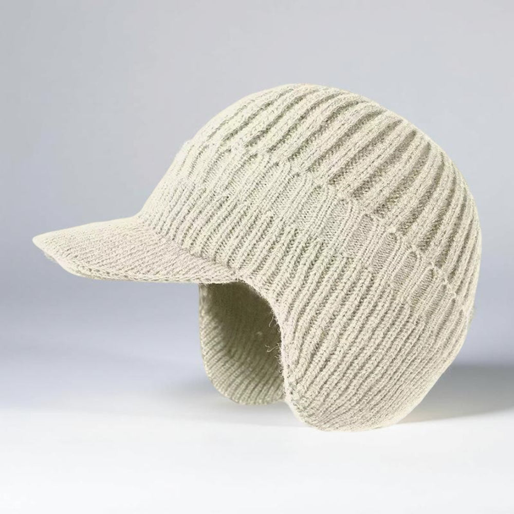 Knit Beanie with Visor and Ear Flaps – Warm Winter Hat