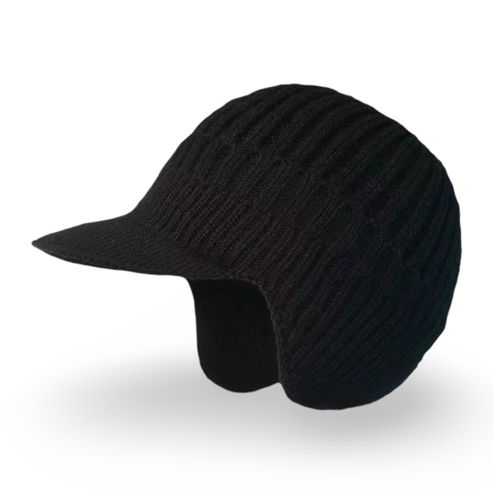 Knit Beanie with Visor and Ear Flaps – Warm Winter Hat