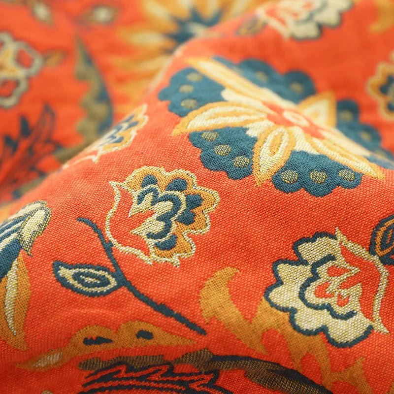 Cotton Throw Blanket with Elegant Boho Jacquard Design for All Seasons