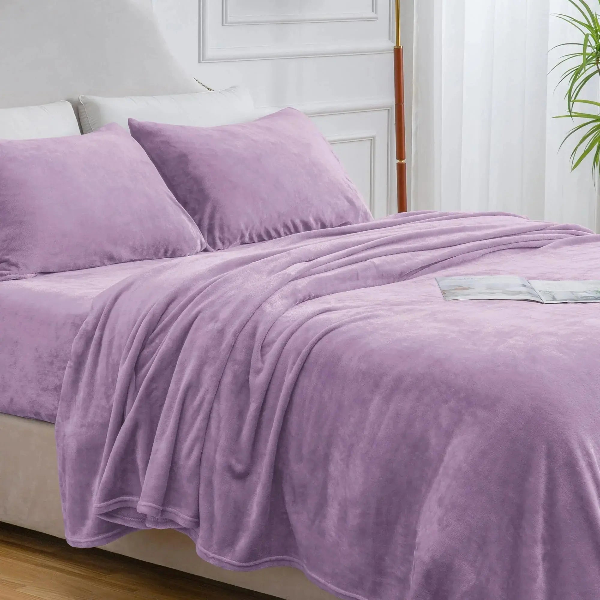 Flannel Bed Linen Set with Deep Pocket Fitted Sheet – Soft Microfiber for Year-Round Comfort