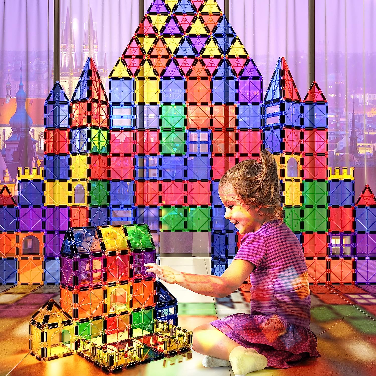 Montessori Magnetic Building Tile Set - 40 Pieces for STEM Education