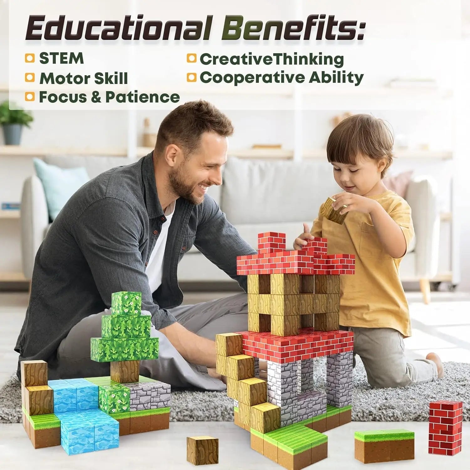 Magnetic Building Blocks Set for Kids | STEM Learning Educational Toy