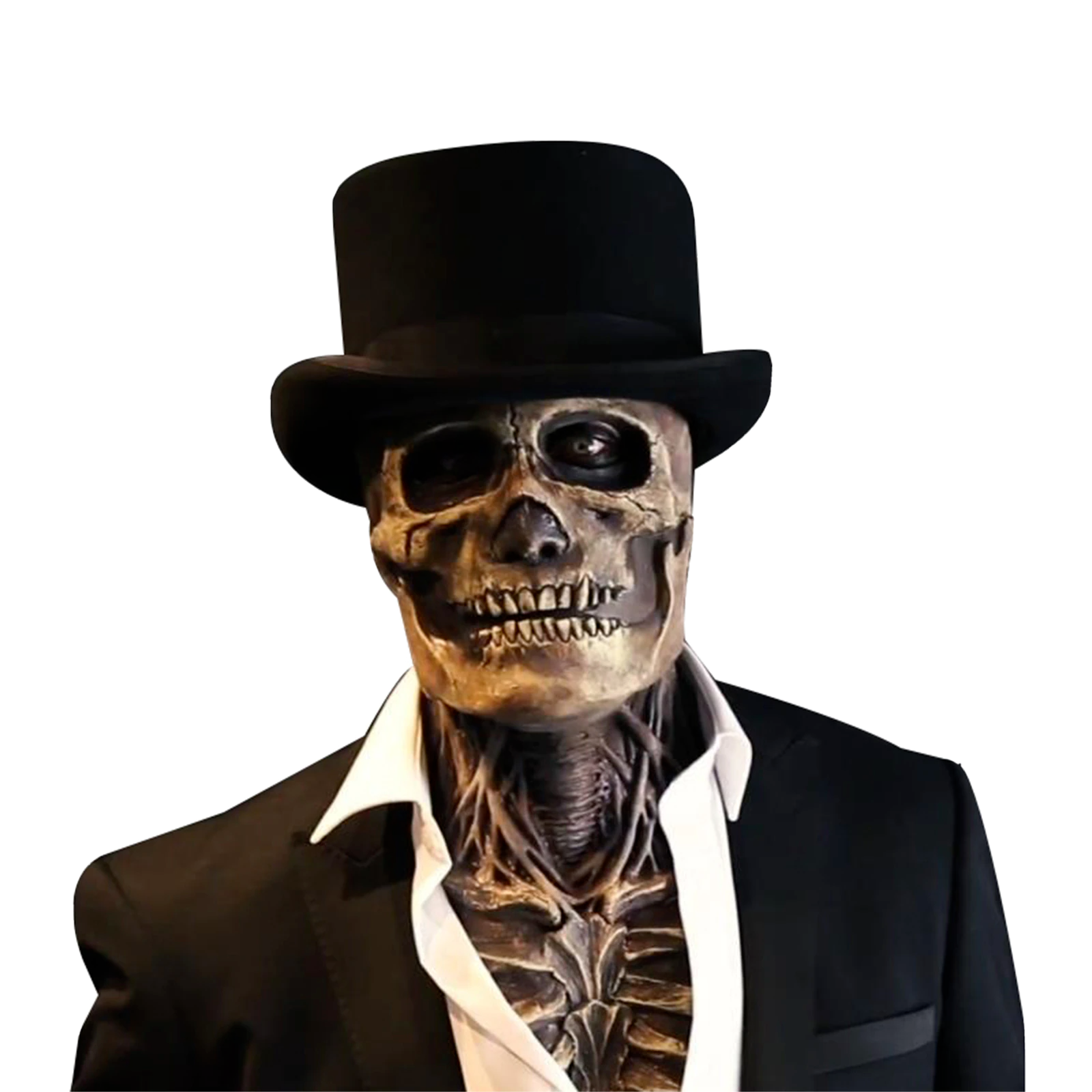 Realistic Skull Mask with Moving Jaw for Halloween - Creepy Skeleton Design