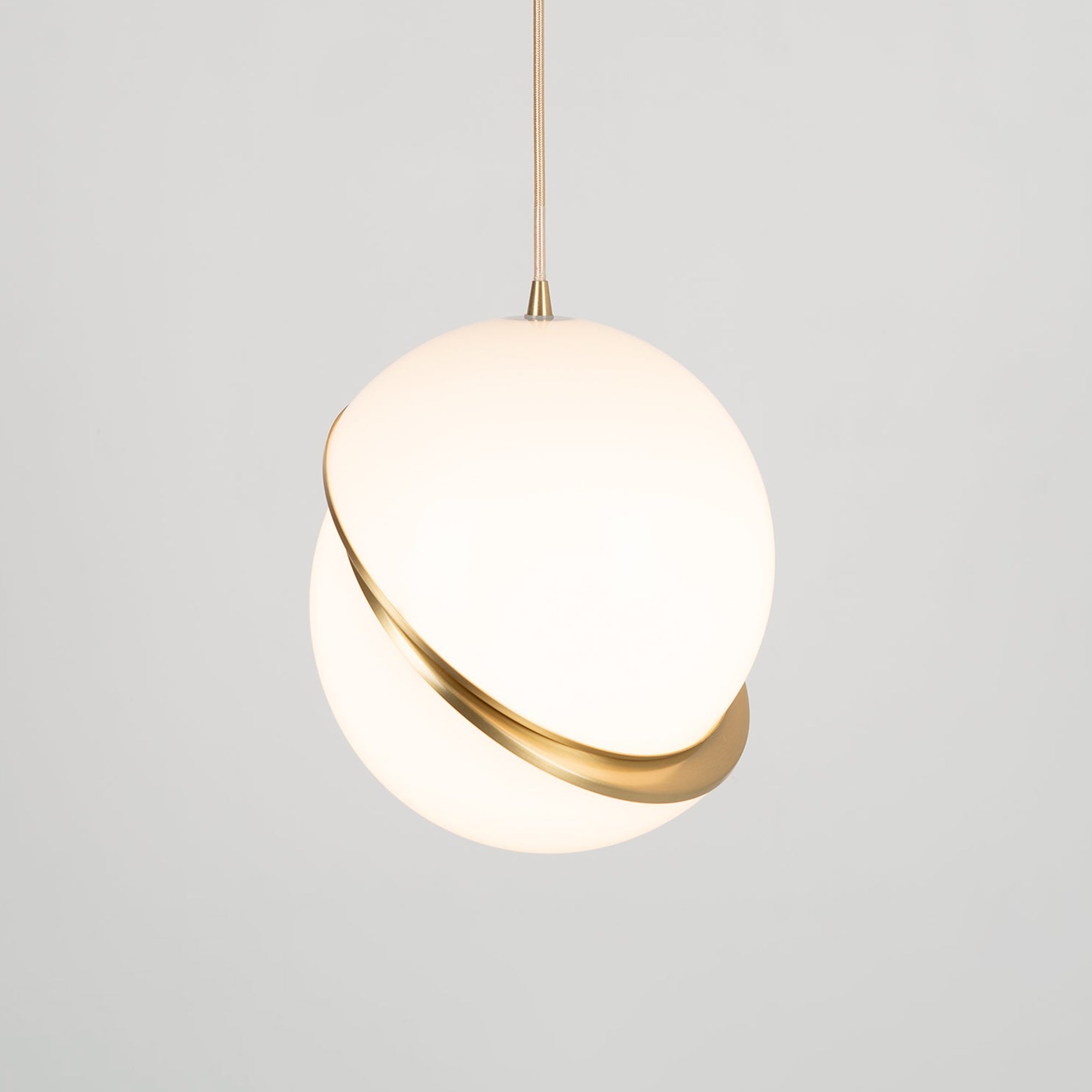 Lunara Arc Pendant Light with Acrylic and Brass Finish