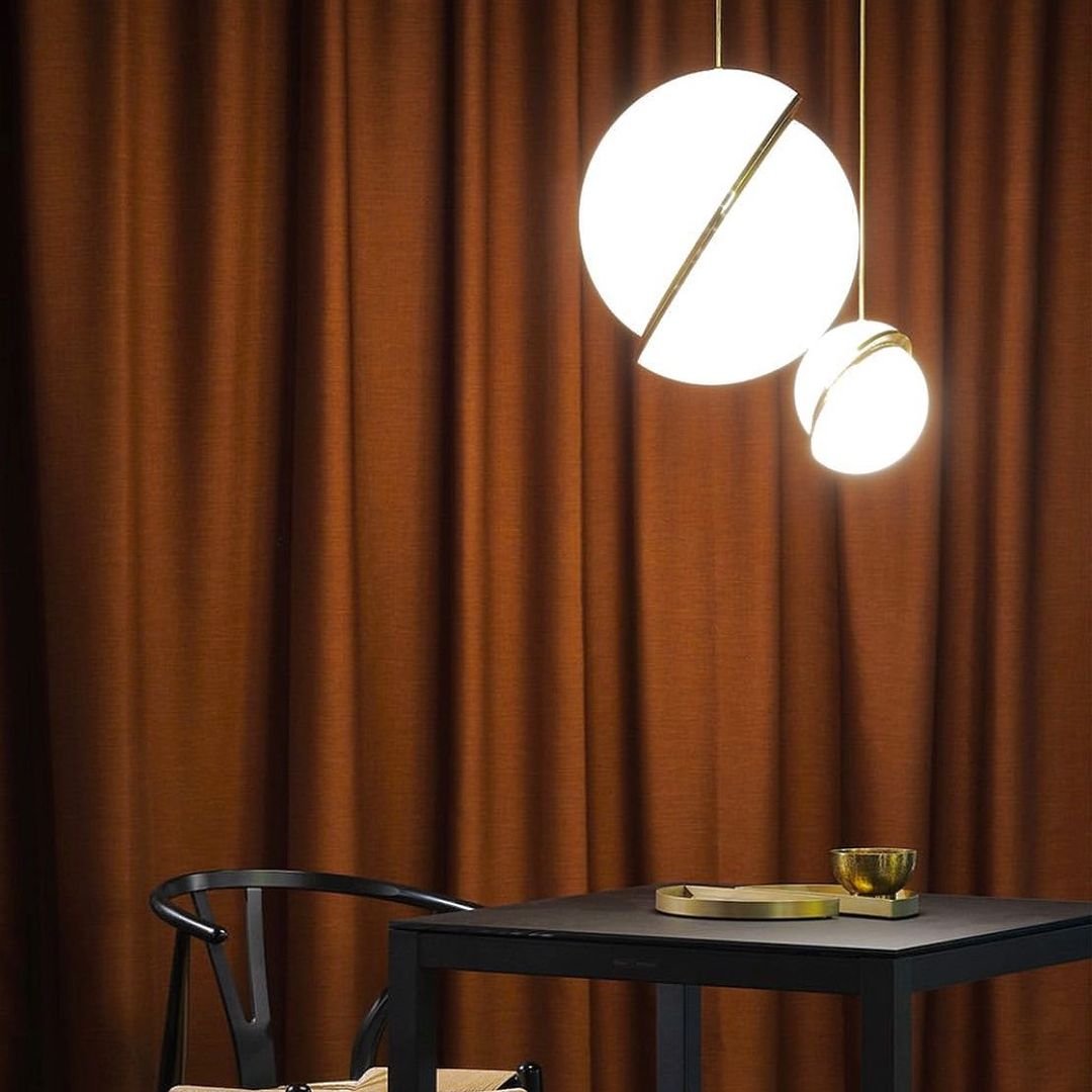Lunara Arc Pendant Light with Acrylic and Brass Finish
