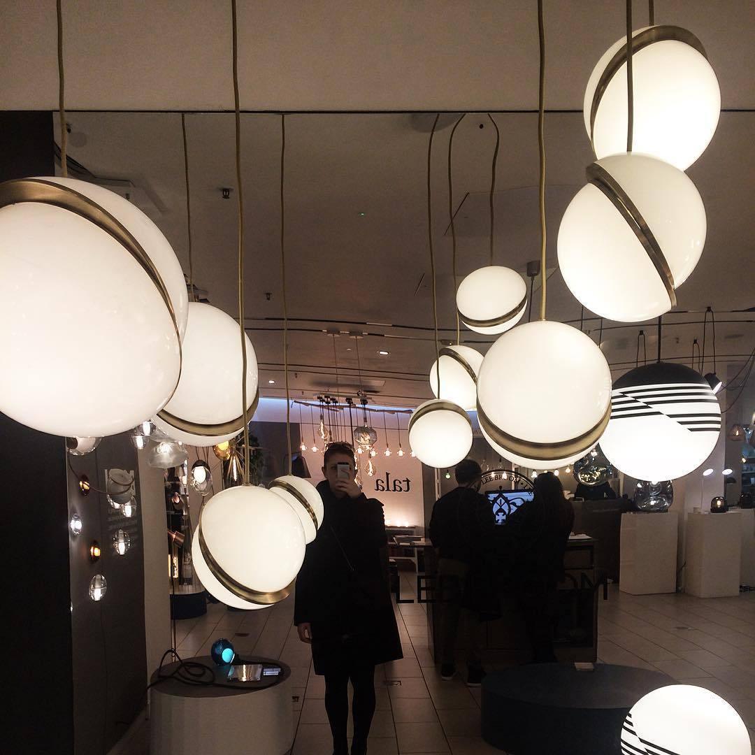 Lunara Arc Pendant Light with Acrylic and Brass Finish