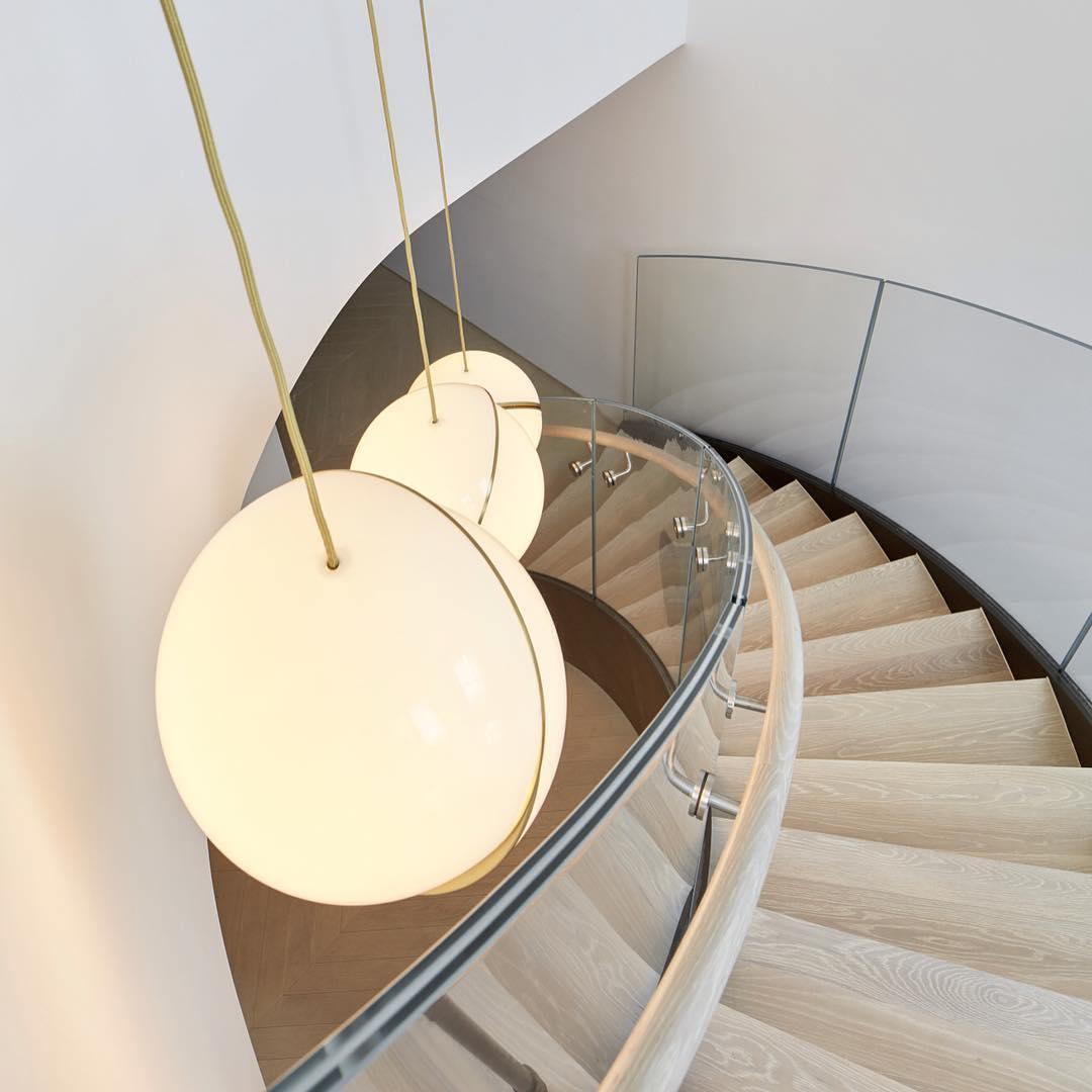 Lunara Arc Pendant Light with Acrylic and Brass Finish